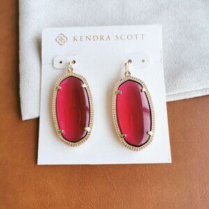 Kendra Scott Elle Gold Berry red glass Earrings